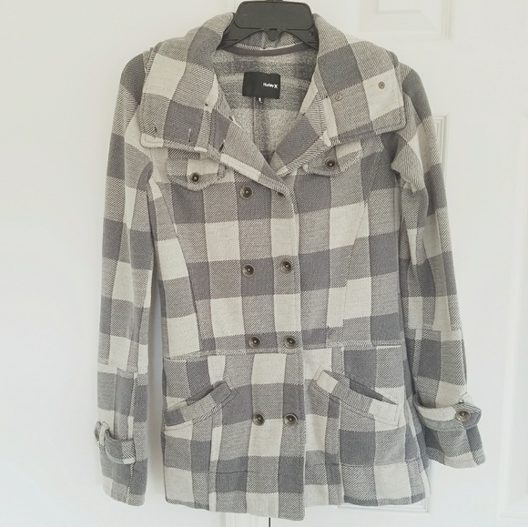 Hurley small spring fall coat jacket plaid sporty - Picture 1 of 5